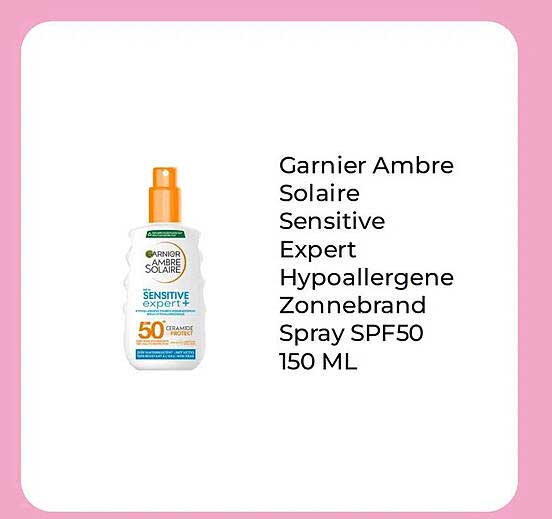 Garnier Ambre Solaire Sensitive Expert Hypoallergene Zonnebrand Spray SPF50 150 ML