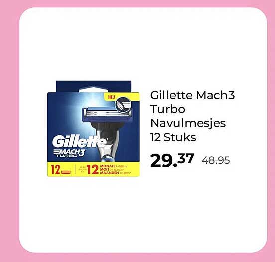 Gillette Mach3 Turbo Navulmesjes 12 Stuks