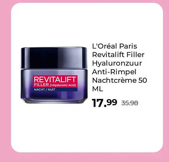 L'Oréal Paris Revitalift Filler Hyaluronzuur Anti-Rimpel Nachtcrème 50 ML