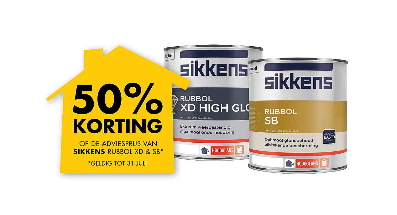 50% KORTING OP DE ADVIESPRIJS VAN SIKKENS RUBBOL XD & SB*