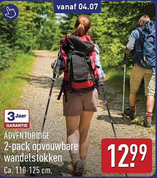 ADVENTURIDGE 2-pack opvouwbare wandelstokken Ca. 110-125 cm.