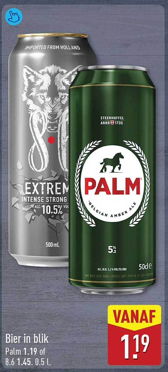 Bier in blik Palm 1.19 of 8.6 1.45. 0.5 l.