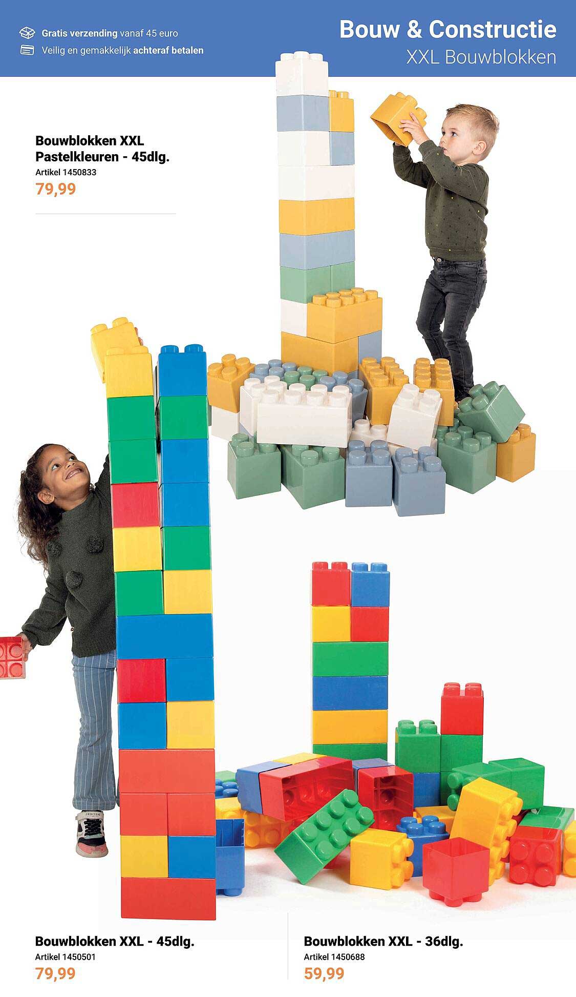 Bouwblokken XXL Pastelkleuren - 45dlg.