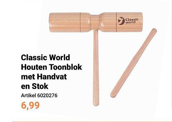 Classic World Houten Toonblok met Handvat en Stok