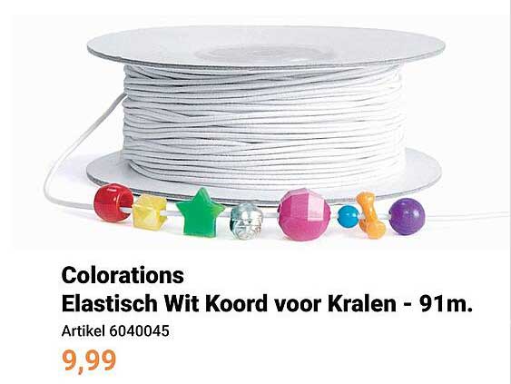 Colorations Elastisch Wit Koord voor Kralen - 91m.