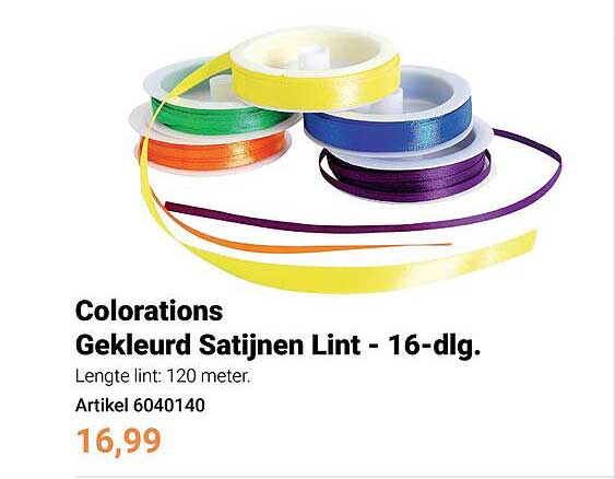 Colorations Gekleurd Satijnen Lint - 16-dlg.