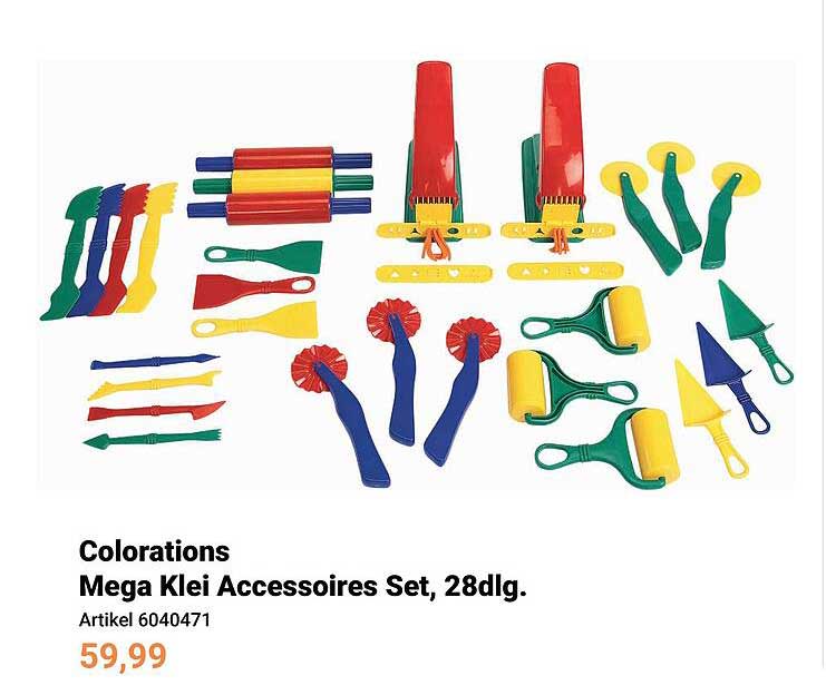 Colorations Mega Klei Accessoires Set, 28dlg.
