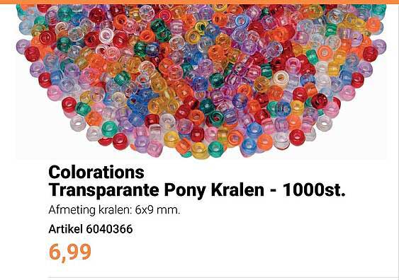 Colorations Transparante Pony Kralen - 1000st.