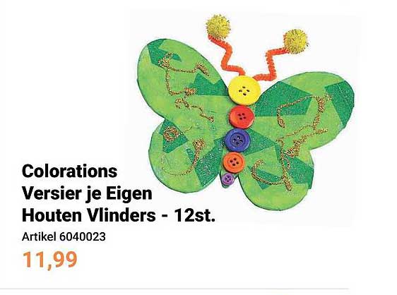 Colorations Versier je Eigen Houten Vlinders - 12st.