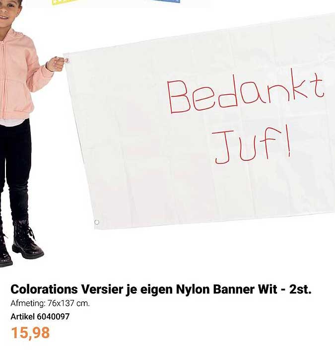 Colorations Versier je eigen Nylon Banner Wit - 2st.