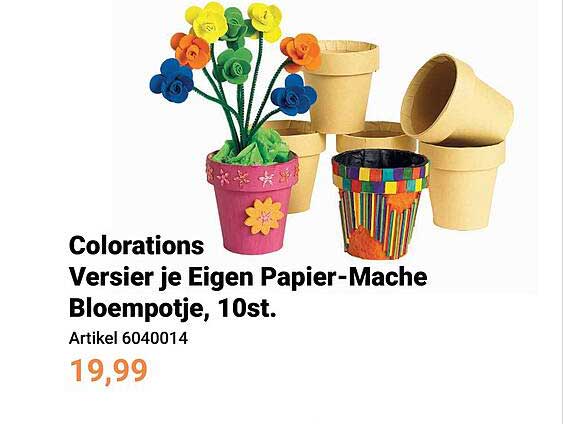 Colorations Versier je Eigen Papier-Mache Bloempotje, 10st.
