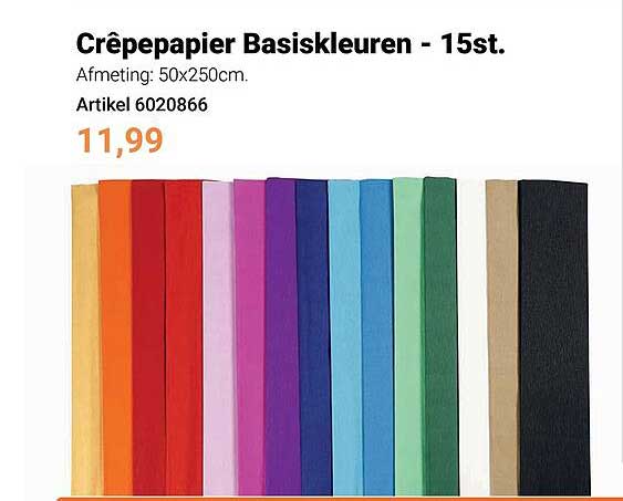 Crêpepapier Basiskleuren - 15st.