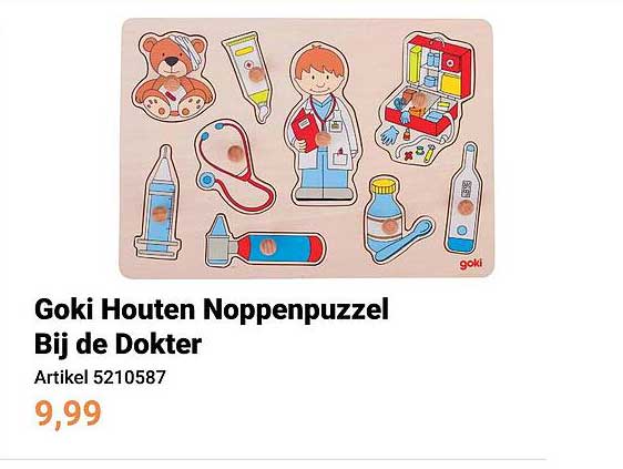 Goki Houten Noppenpuzzel Bij de Dokter