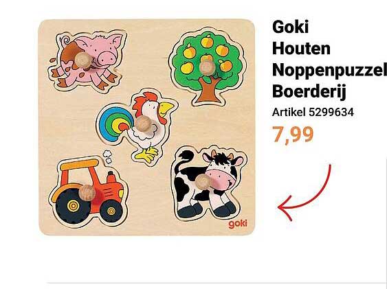 Goki Houten Noppenpuzzel Boerderij