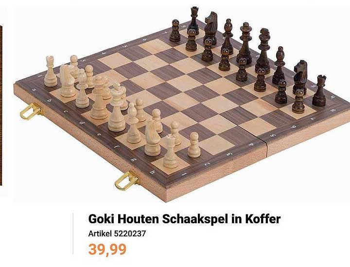 Goki Houten Schaakspel in Koffer
