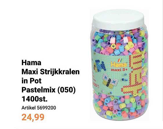 Hama Maxi Strijkkralen in Pot Pastelmix (050) 1400st.