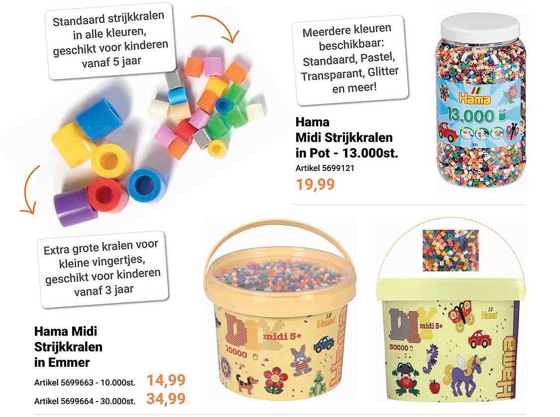 Hama Midi Strijkkralen in Pot - 13.000st.