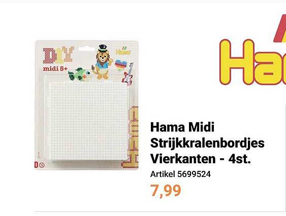 Hama Midi Strijkkralenbordjes Vierkanten - 4st.