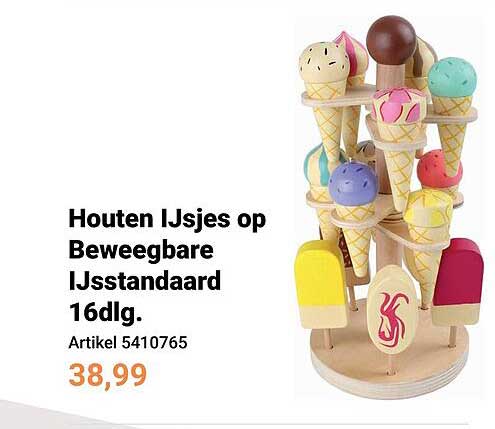 Houten IJsjes op Beweegbare IJsstandaard 16dlg.