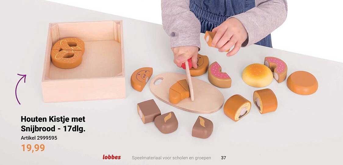 Houten Kistje met Snijbrood - 17dlg.
