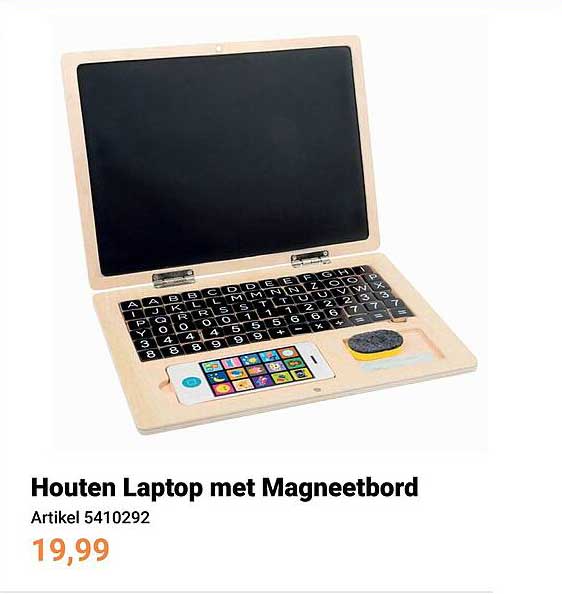 Houten Laptop met Magneetbord