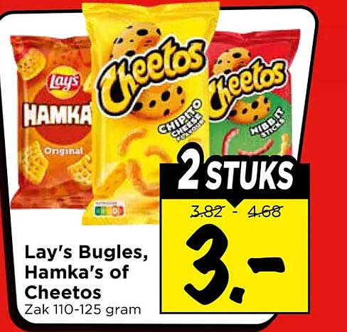 Lay's Bugles, Hamka's of Cheetos 2 STUKS