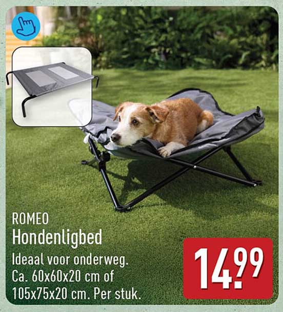 ROMEO Hondenligbed Ideaal voor onderweg. Ca. 60x60x20 cm of 105x75x20 cm. Per stuk.