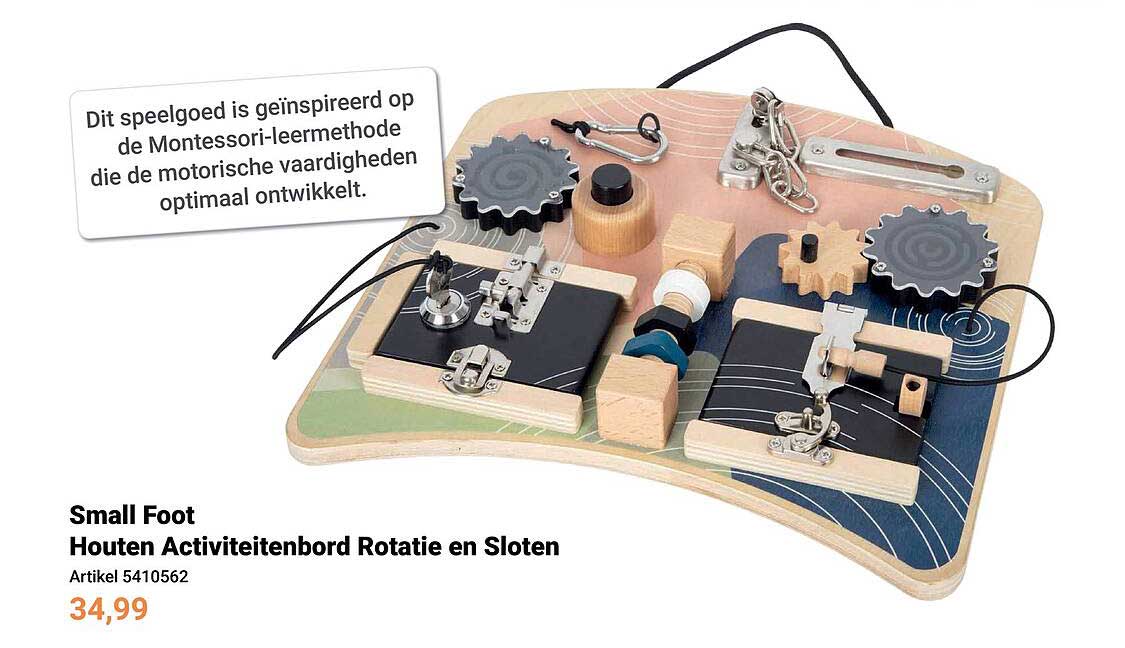 Small Foot Houten Activiteitenbord Rotatie en Sloten