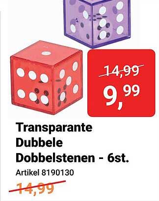Transparante Dubbele Dobbelstenen - 6st.