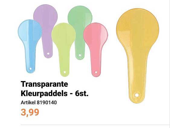 Transparante Kleurpaddels - 6st.