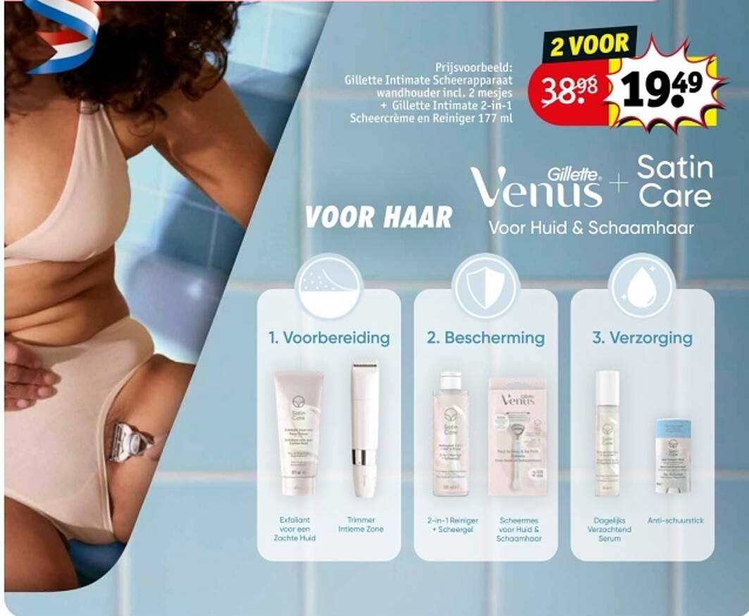 2 VOOR Gillette Intimate Scheerapparaat + Gillette Intimate 2-in-1 Scheercreme en Reiniger 177 ml