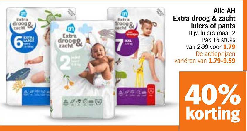 Alle AH Extra droog & zacht luiers of pants