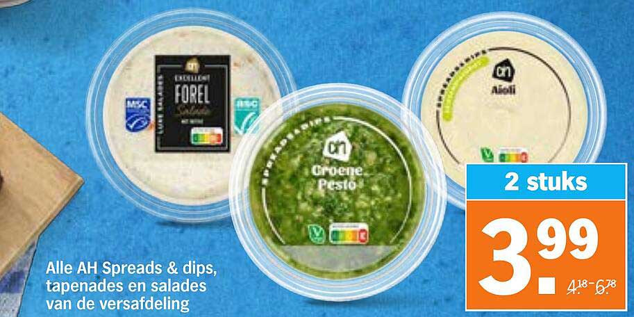 Alle AH Spreads & dips, tapenades en salades van de versafdeling