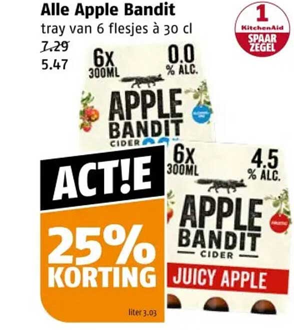 Alle Apple Bandit tray van 6 flesjes à 30 cl