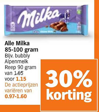 Alle Milka 85-100 gram