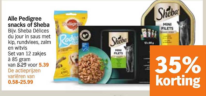 Alle Pedigree snacks of Sheba