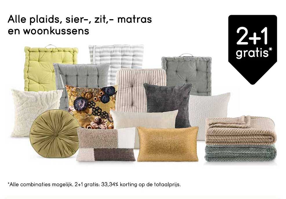 Alle plaids, sier-, zit-, matras en woonkussens