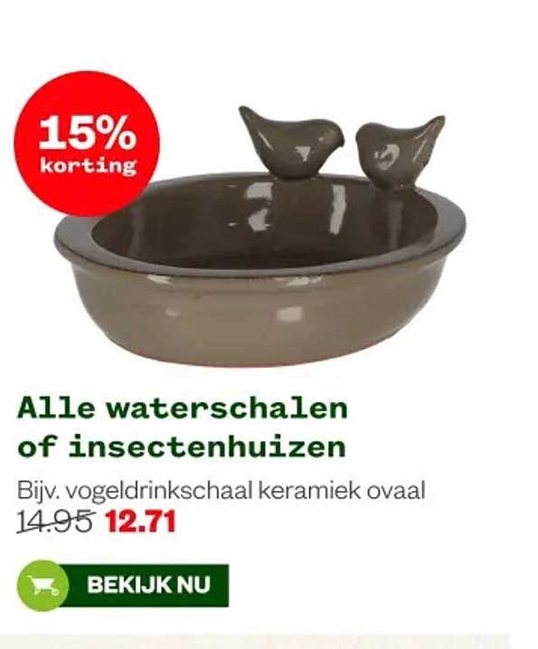 Alle waterschalen of insectenhuizen, Bijv. vogeldrink-schaal keramiek ovaal