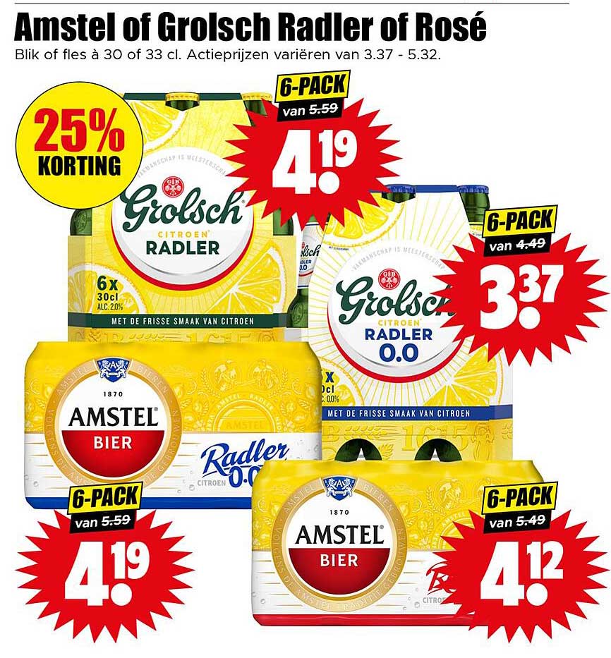 Amstel of Grolsch Radler of Rosé