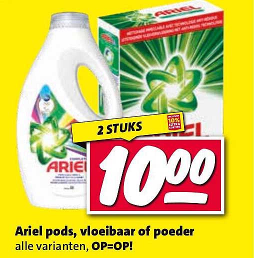 Ariel pods, vloeibaar of poeder alle varianten, OP=OP!