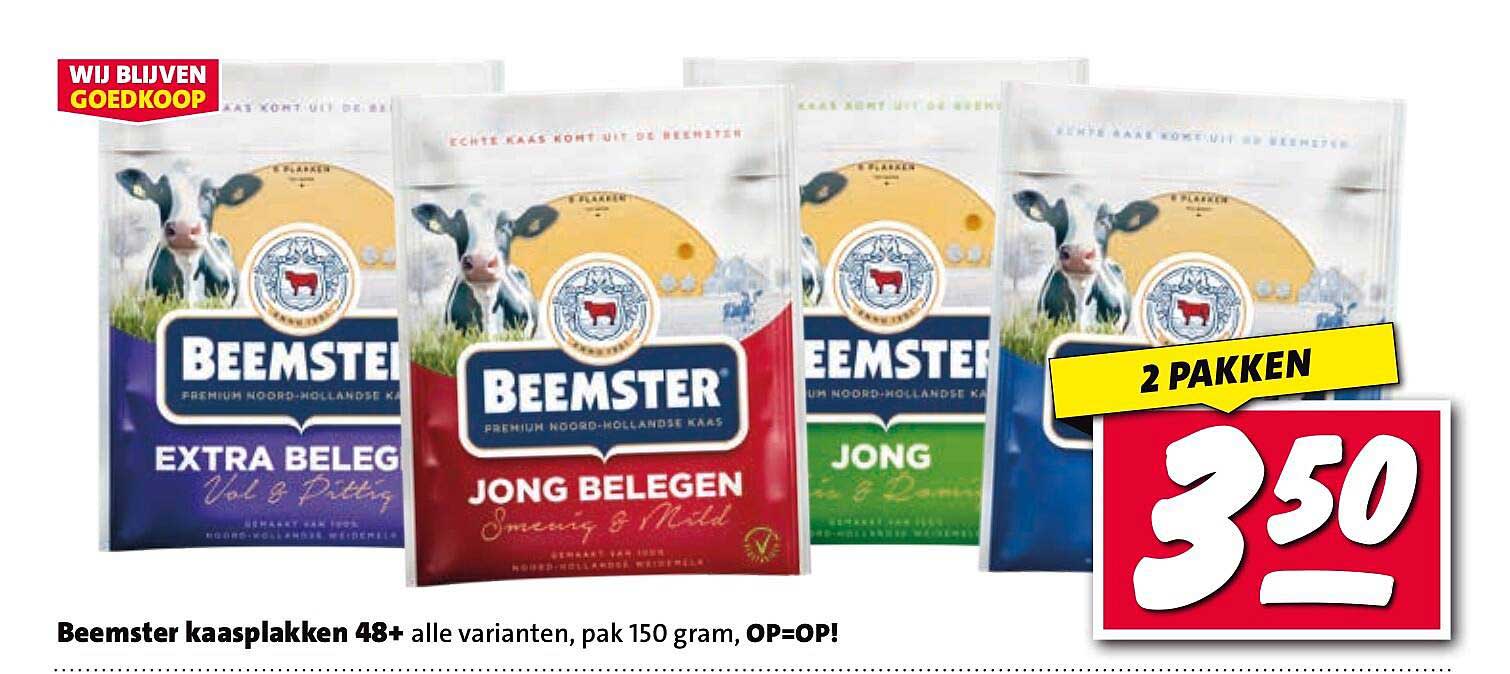 Beemster kaasplakken 48+ alle varianten, pak 150 gram, OP=OP!
