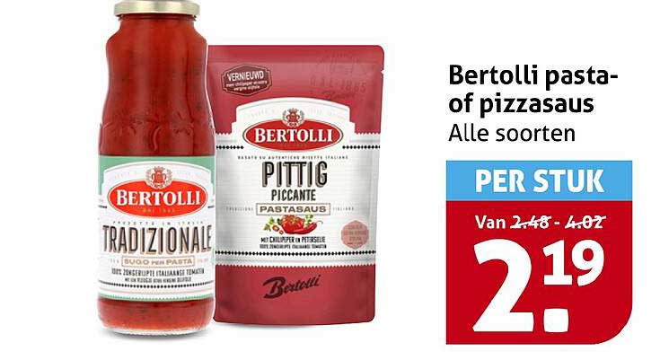 Bertolli pasta- of pizzasaus Alle soorten