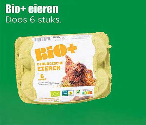 Bio+ eieren Doos 6 stuks.