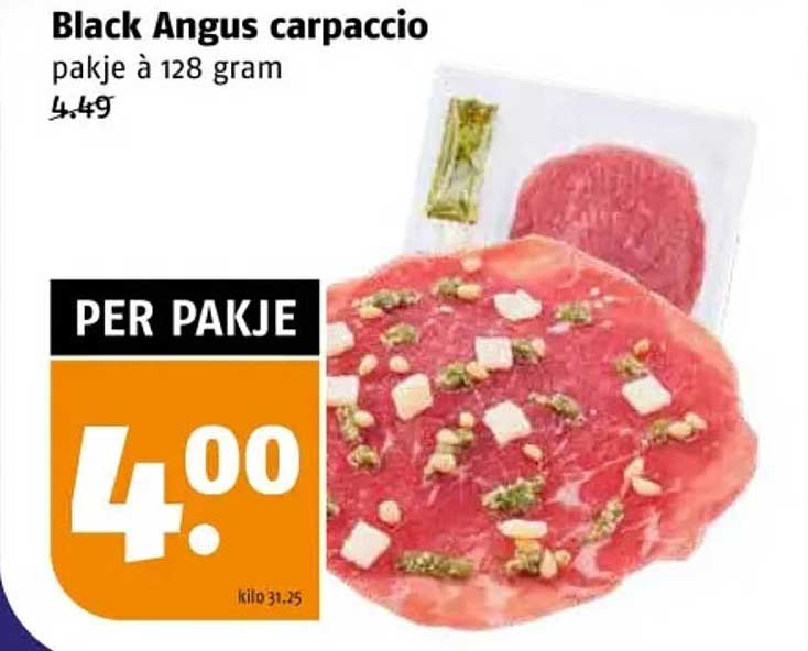 Black Angus carpaccio pakje à 128 gram