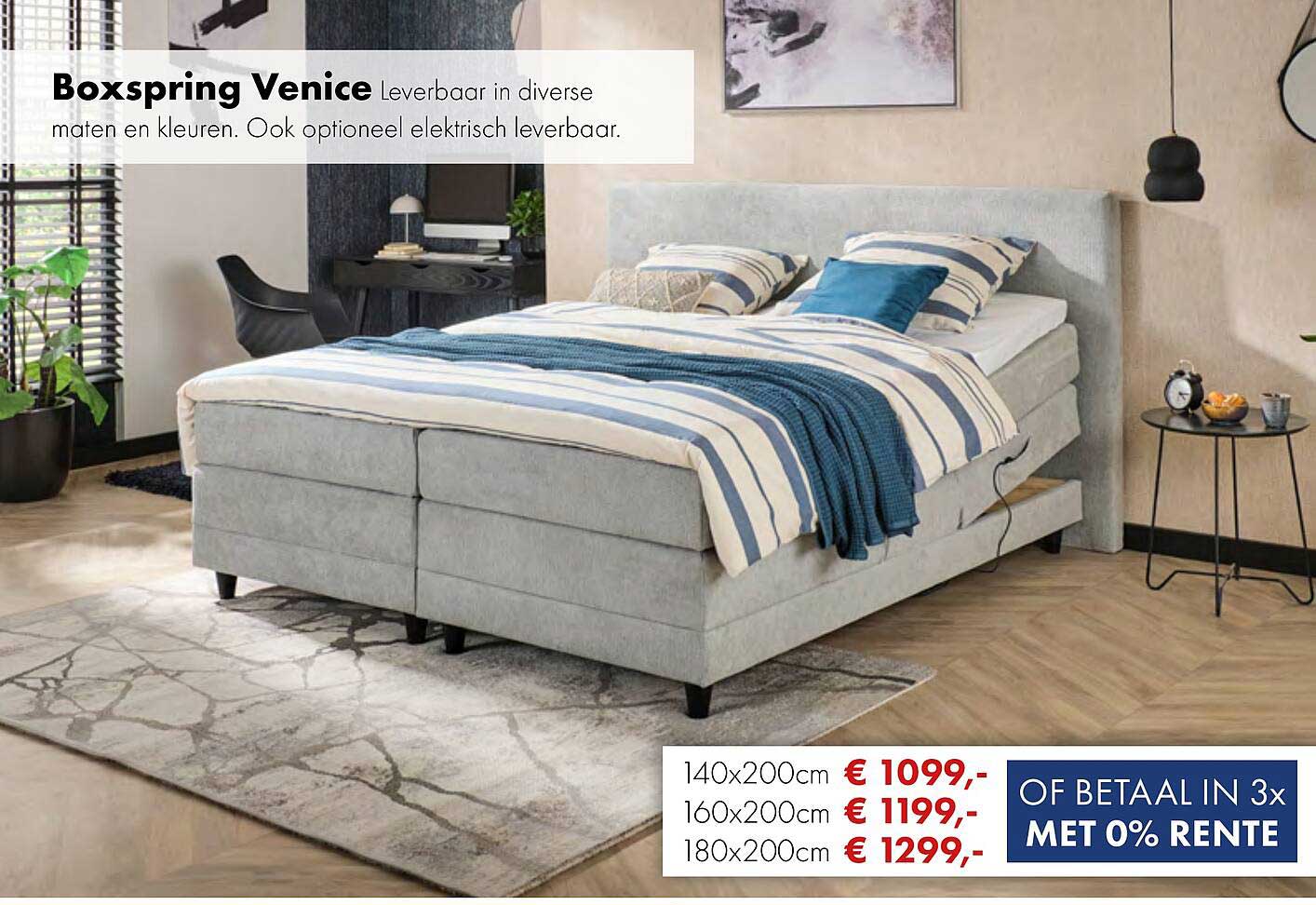 Boxspring Venice Leverbaar in diverse maten en kleuren. Ook optioneel elektrisch leverbaar.