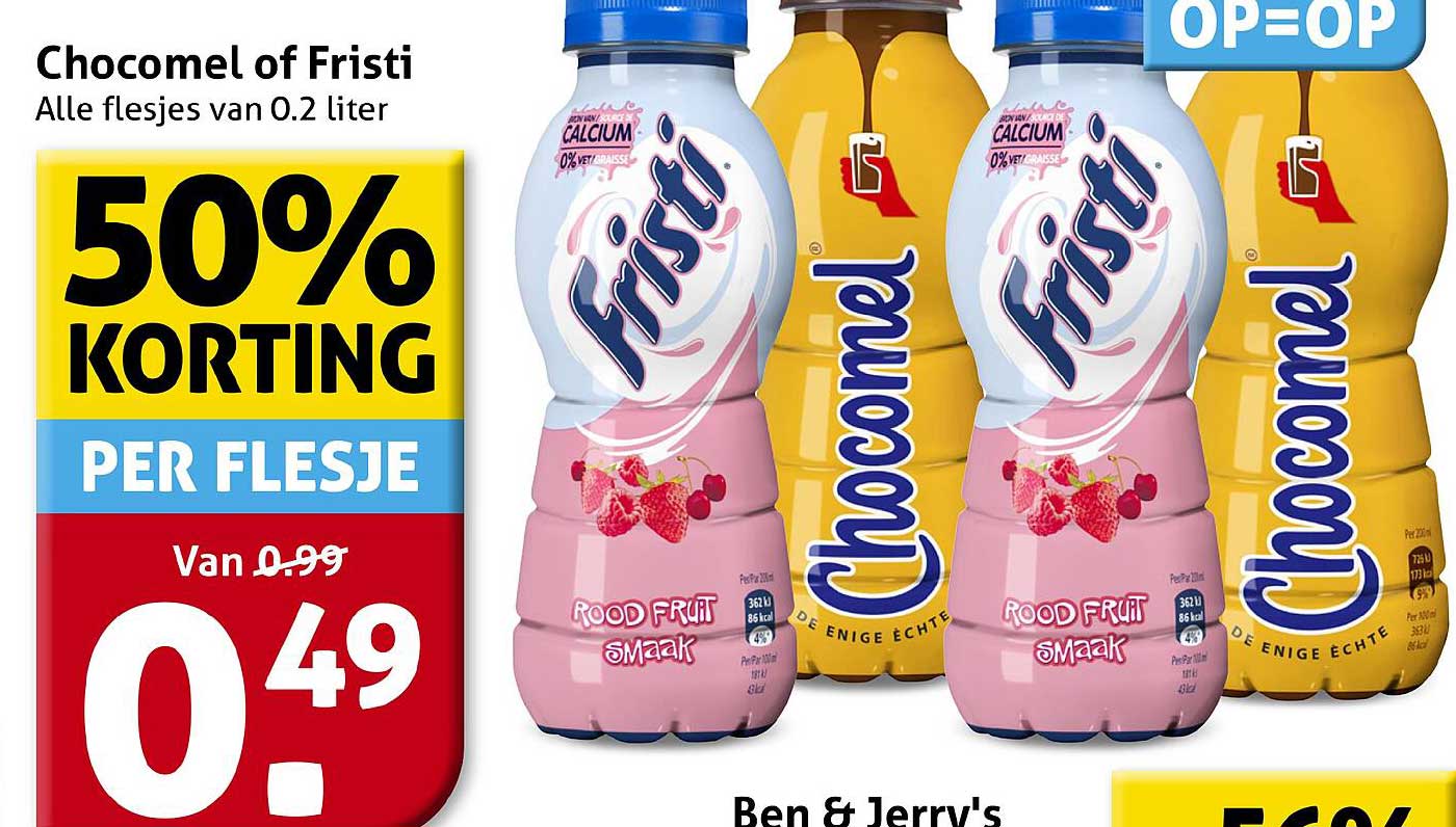 Chocomel of Fristi Alle flesjes van 0.2 liter