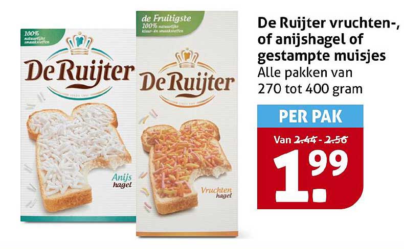 De Ruijter vruchten-, of anijshagel of gestampte muisjes