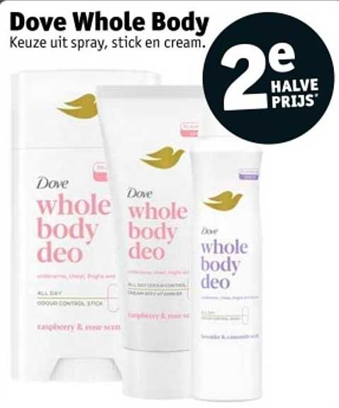 Dove Whole Body Deo - 2e halve prijs