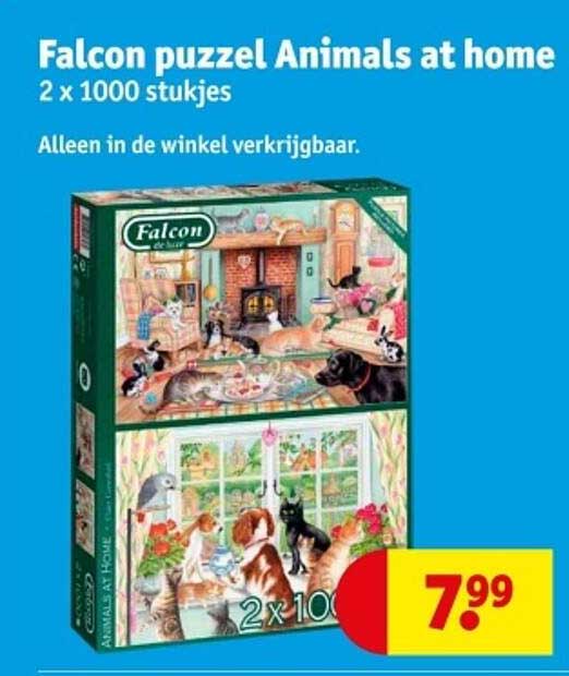 Falcon puzzel Animals at home 2 x 1000 stukjes