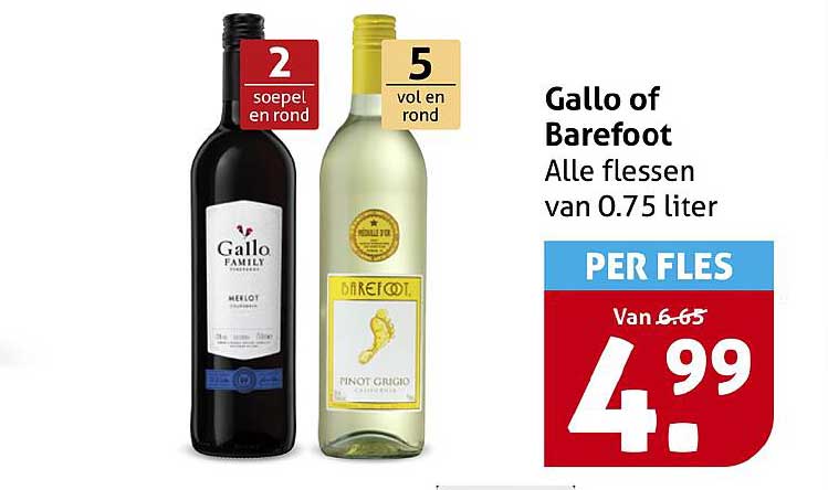 Gallo of Barefoot Alle flessen van 0.75 liter